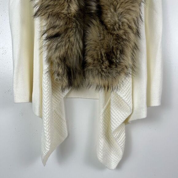 Michael Kors Faux Fur Vest Large Cream Waterfall Sweater Removable Collar NWT - Picture 3 of 10